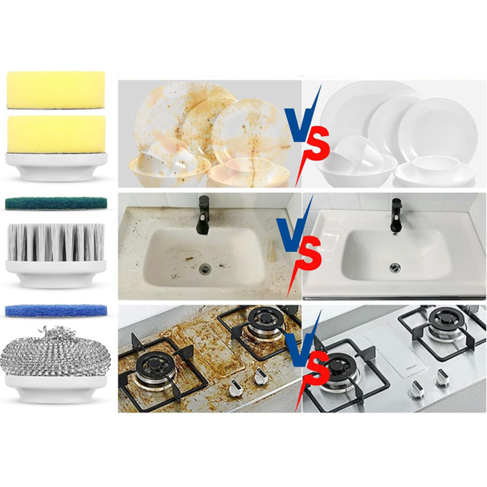 Perie electrica rotativa VarioShop®, fara fir, 5 accesorii interschimbabile, afisaj LCD, acumulator reincarcabil, comutator impermeabil, pentru bucatarie si baie [11]