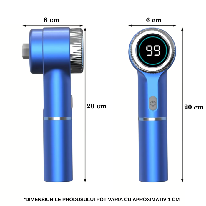 Perie electrica rotativa VarioShop®, fara fir, 5 capete incluse, 3 viteze, display LED, incarcare USB, rezistenta la apa, pentru bucatarie si baie, albastru [4]