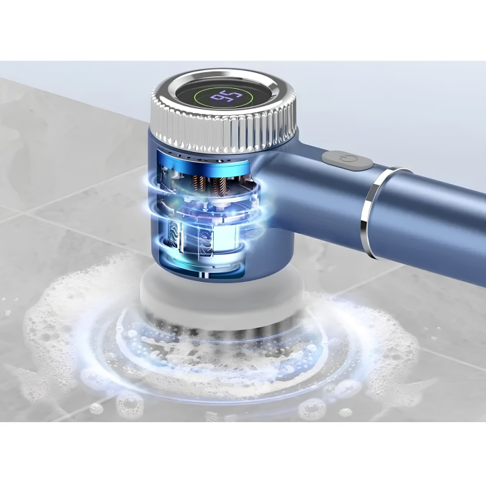 Perie electrica rotativa VarioShop®, fara fir, 5 capete incluse, 3 viteze, display LED, incarcare USB, rezistenta la apa, pentru bucatarie si baie, albastru [9]