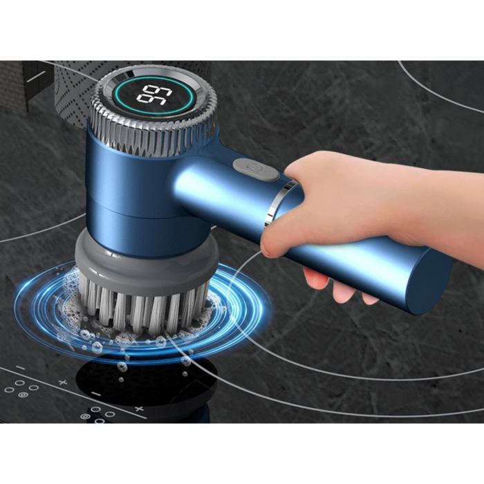 Perie electrica rotativa VarioShop®, fara fir, 5 capete incluse, 3 viteze, display LED, incarcare USB, rezistenta la apa, pentru bucatarie si baie, albastru [8]