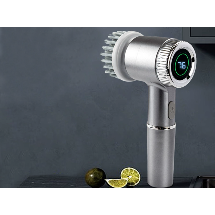 Perie electrica rotativa VarioShop®, fara fir, 5 capete incluse, 3 viteze, display LED, incarcare USB, rezistenta la apa, pentru bucatarie si baie, gri [6]