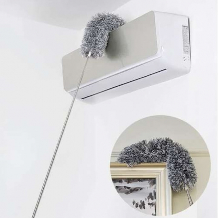 Perie/pamatuf pentru praf VarioShop®, Maner Extensibil pana la 250 cm, Pentru zone greu accesibile, Material microfibra, Antiderapant, Gri [12]