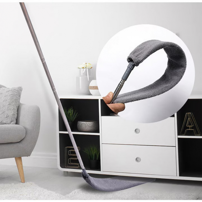 Perie/pamatuf pentru praf VarioShop®, Maner Extensibil pana la 250 cm, Pentru zone greu accesibile, Material microfibra, Antiderapant, Gri [18]