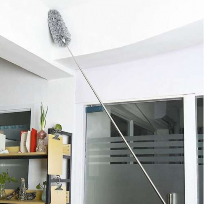 Perie/pamatuf pentru praf VarioShop®, Maner Extensibil pana la 250 cm, Pentru zone greu accesibile, Material microfibra, Antiderapant, Gri [11]
