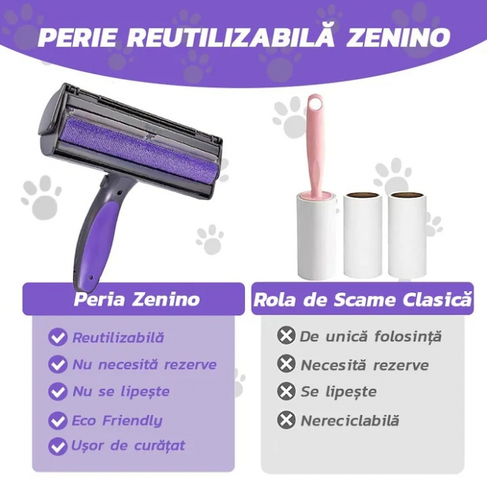 Perie pentru curatarea parului de animale VarioShop®, cu lumina LED, curatare rapida, reutilizabila, 19 x 7.5 cm, Gri/Mov [7]