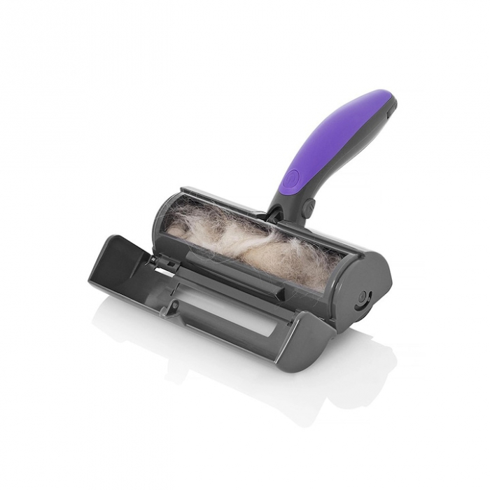 Perie pentru curatarea parului de animale VarioShop®, cu lumina LED, curatare rapida, reutilizabila, 19 x 7.5 cm, Gri/Mov [18]