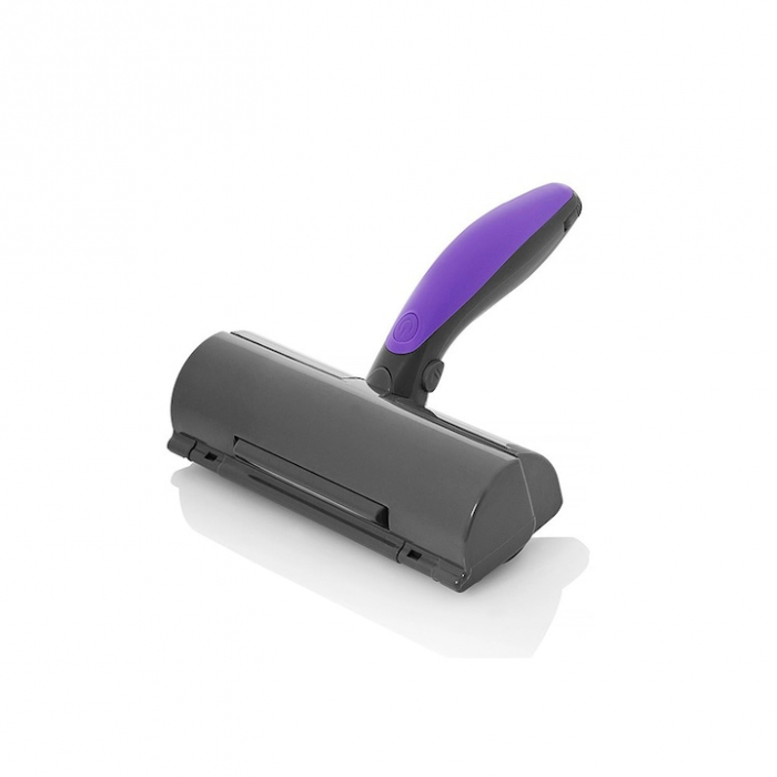 Perie pentru curatarea parului de animale VarioShop®, cu lumina LED, curatare rapida, reutilizabila, 19 x 7.5 cm, Gri/Mov [16]