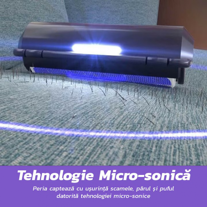 Perie pentru curatarea parului de animale VarioShop®, cu lumina LED, curatare rapida, reutilizabila, 19 x 7.5 cm, Gri/Mov [4]