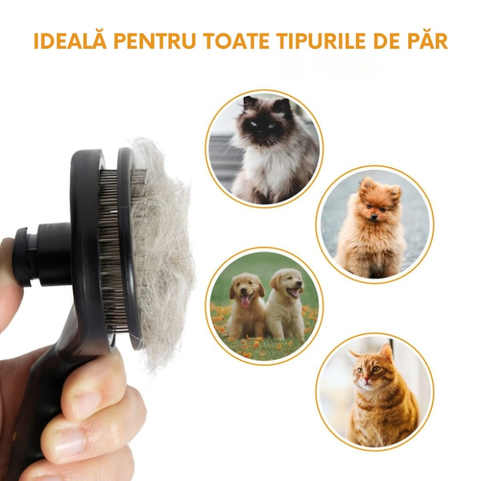 Perie pentru indepartarea parului animalelor de companie VarioShop®, pentru orice tip de blana, curatare usoara, efect de masaj, 18 x 9.5 x 5 cm, Negru [4]