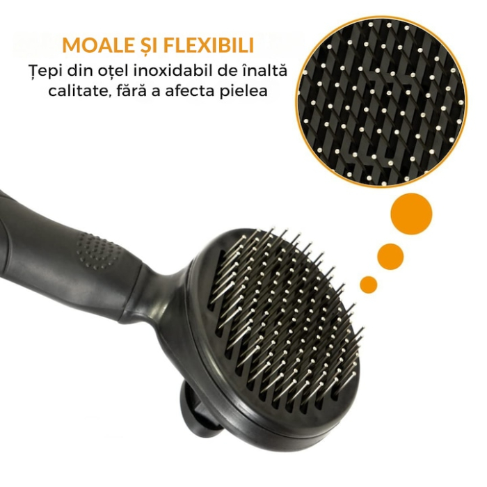 Perie pentru indepartarea parului animalelor de companie VarioShop®, pentru orice tip de blana, curatare usoara, efect de masaj, 18 x 9.5 x 5 cm, Negru [5]