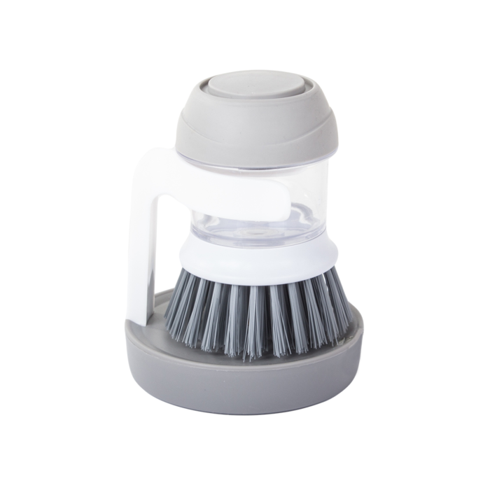 Perie pentru spalat vase VarioShop®, cu rezervor pentru detergent, universala, suport inclus, Gri [10]