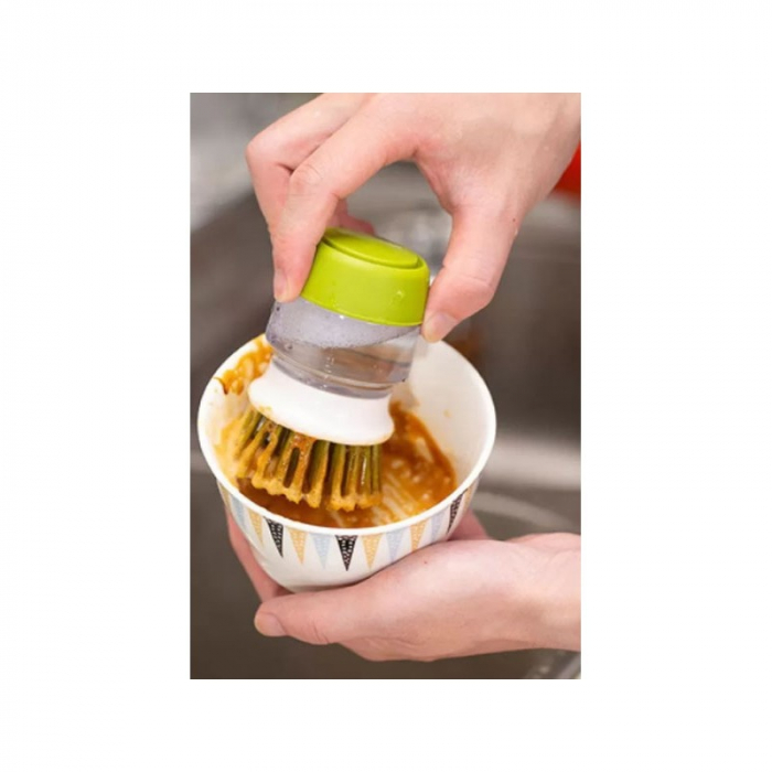 Perie pentru spalat vase VarioShop®, cu rezervor pentru detergent, universala, suport inclus, verde [5]