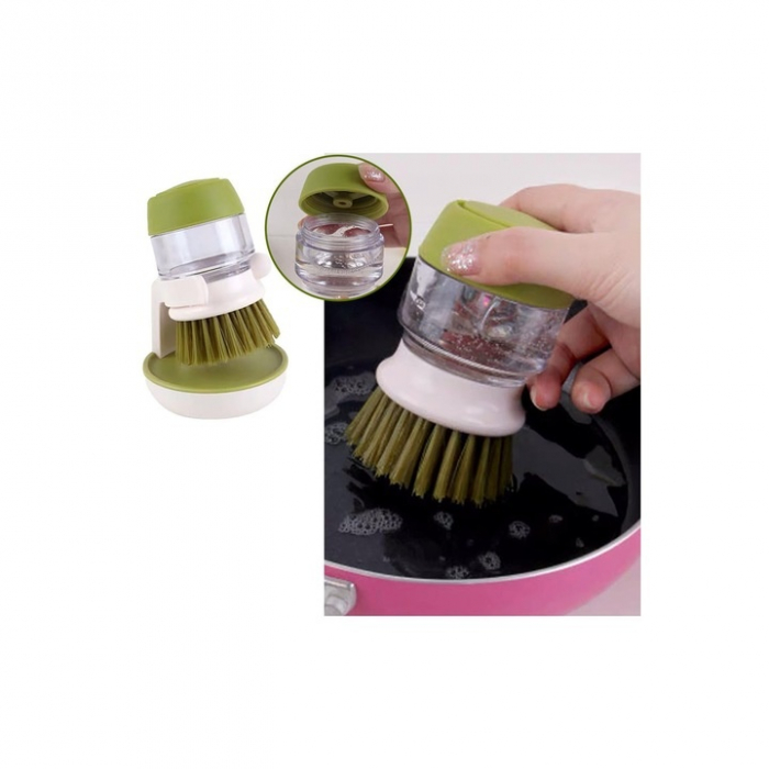 Perie pentru spalat vase VarioShop®, cu rezervor pentru detergent, universala, suport inclus, verde [37]