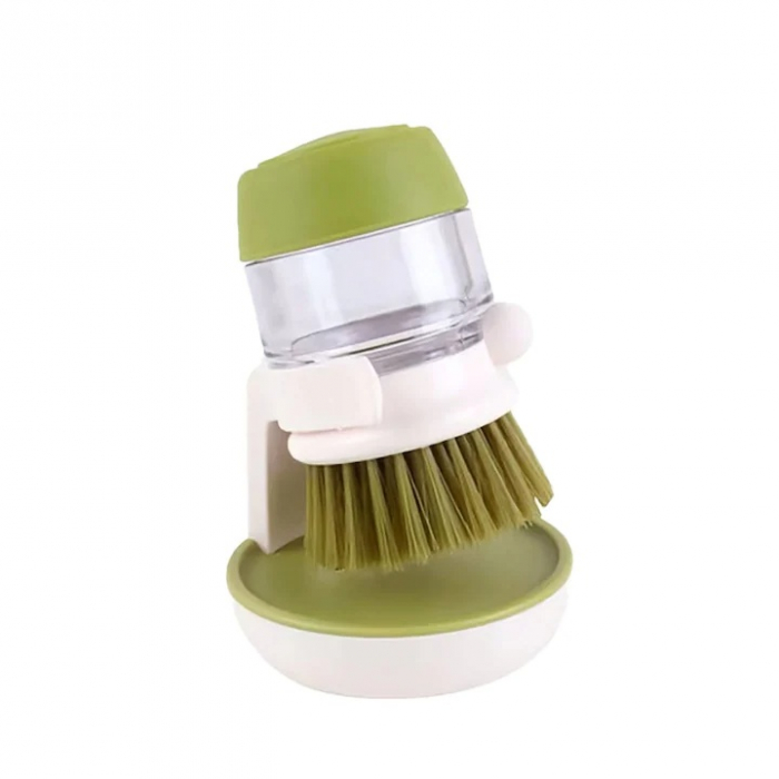 Perie pentru spalat vase VarioShop®, cu rezervor pentru detergent, universala, suport inclus, verde [34]