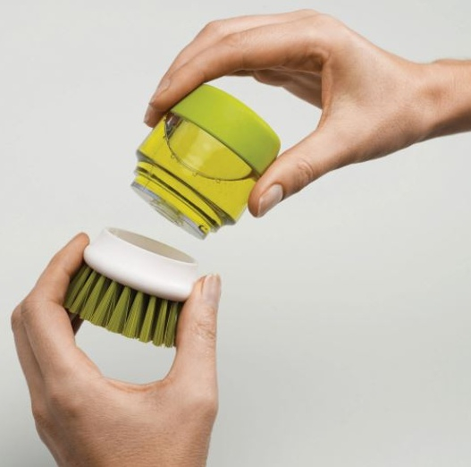 Perie pentru spalat vase VarioShop®, cu rezervor pentru detergent, universala, suport inclus, verde [35]