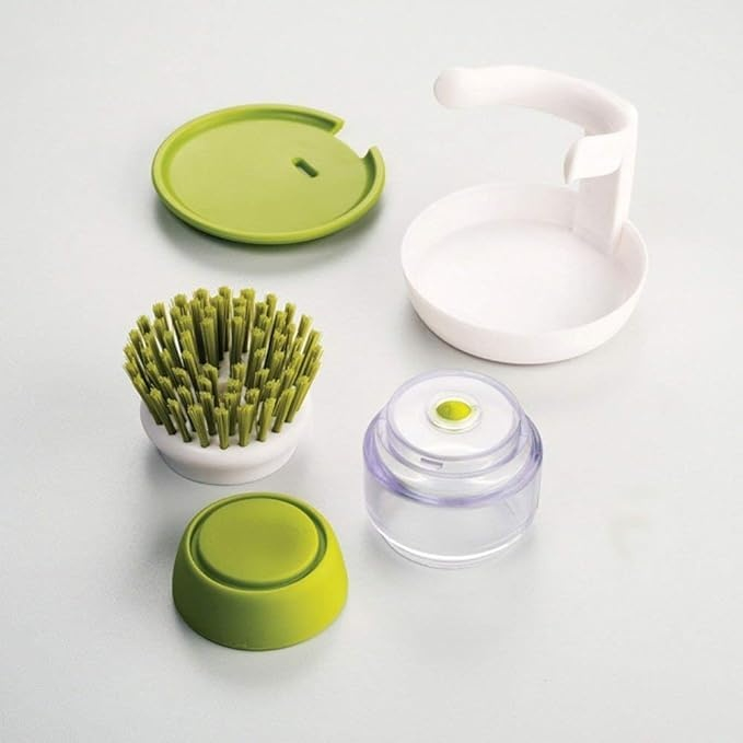 Perie pentru spalat vase VarioShop®, cu rezervor pentru detergent, universala, suport inclus, verde [33]