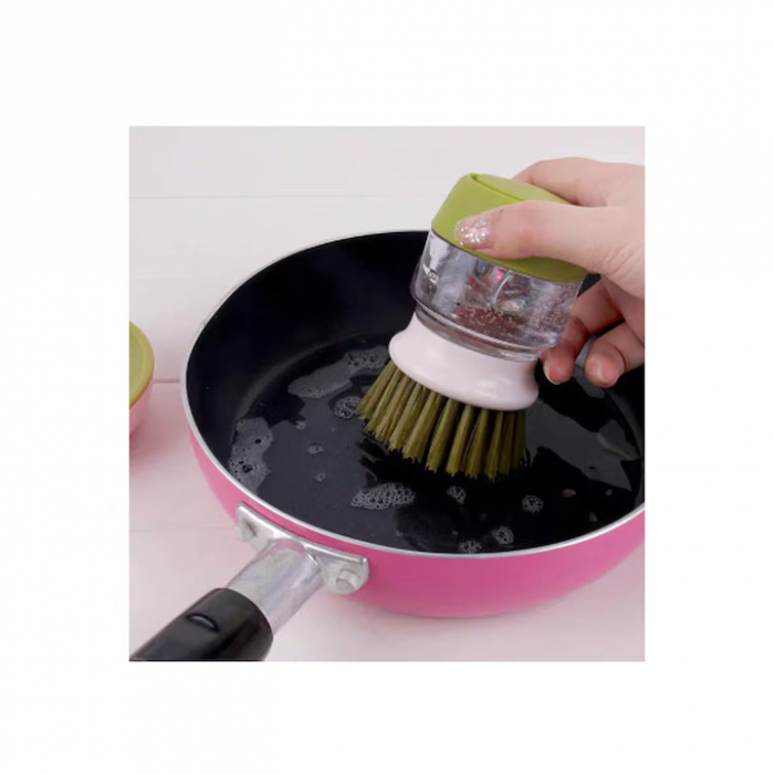 Perie pentru spalat vase VarioShop®, cu rezervor pentru detergent, universala, suport inclus, verde [24]