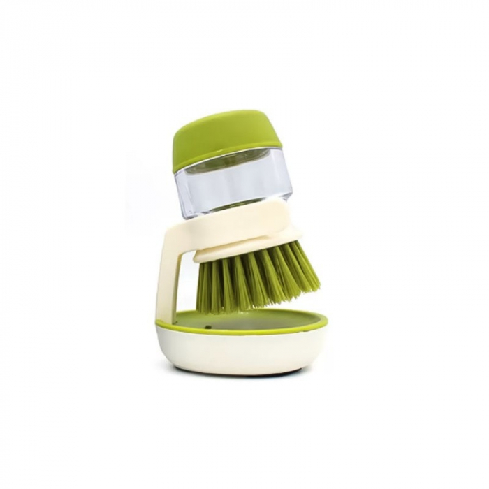 Perie pentru spalat vase VarioShop®, cu rezervor pentru detergent, universala, suport inclus, verde [20]