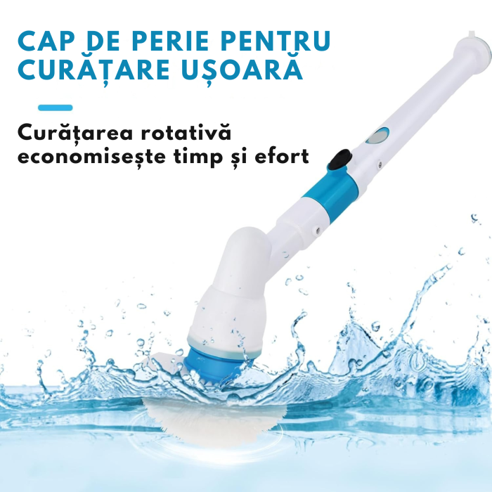 Perie rotativa electrica fara fir VarioShop®, 3 capete interschimbabile, mop curatare rosturi, gresie, faianta, calcar, maner extensibil 105 cm, baterie reincarcabila, 300 rotatii/min [2]