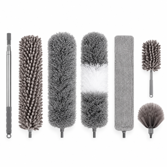 Pamatuf 6in1 VarioShop®, pentru curatat praful, pentru tavane, mobilier si spatii inguste, Reutilizabil Dupa Spalare, Extensibil Pana la 245 cm, Gri [8]