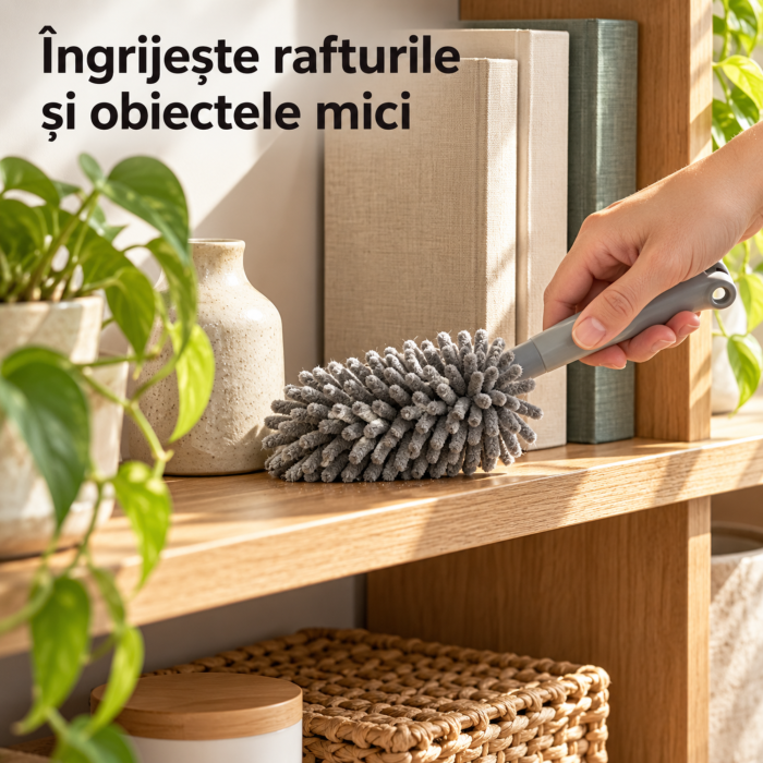 Pamatuf 6in1 VarioShop®, pentru curatat praful, pentru tavane, mobilier si spatii inguste, Reutilizabil Dupa Spalare, Extensibil Pana la 245 cm, Gri [10]