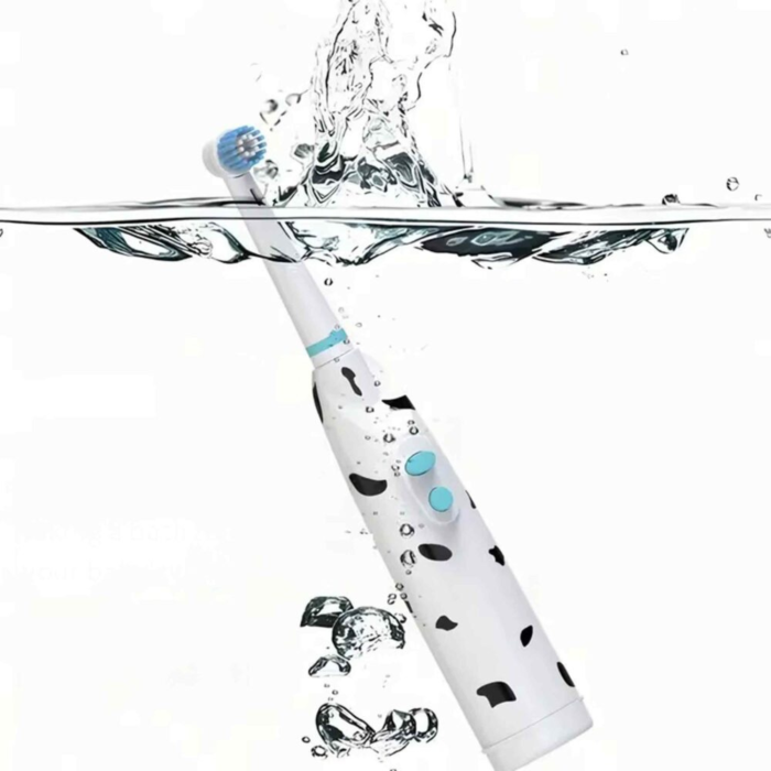 Periuta de dinti electrica pentru copii VarioShop®, cap rotativ, peri moi, rezistenta apa IPX5, design dalmatian, cu cap de rezerva si capac, functionare pe baterii  [6]