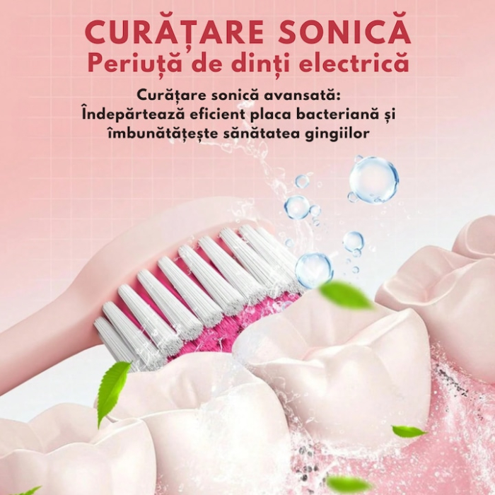 Periuta de dinti electrica sonica VarioShop®, cu 6 moduri de curatare, cronometru inteligent, 4 capete de schimb, husa de transport, incarcare USB, autonomie 60 de zile, 42000 vibratii/min [5]