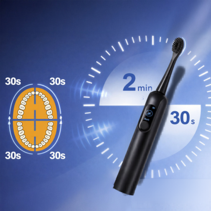 Periuta de dinti sonica electrica Varioshop neagra 90.000 rpm, 6 moduri de periaj, incarcare inductiva, 6 capete incluse, baterie 1200 mAh, IPX7 rezistenta la apa [6]