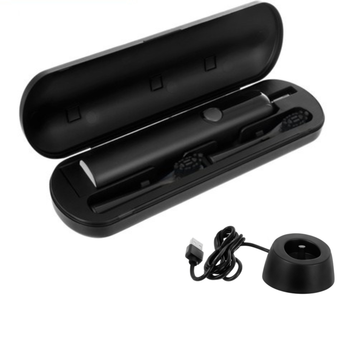 Periuta de dinti sonica electrica Varioshop neagra 90.000 rpm, 6 moduri de periaj, incarcare inductiva, 6 capete incluse, baterie 1200 mAh, IPX7 rezistenta la apa [7]