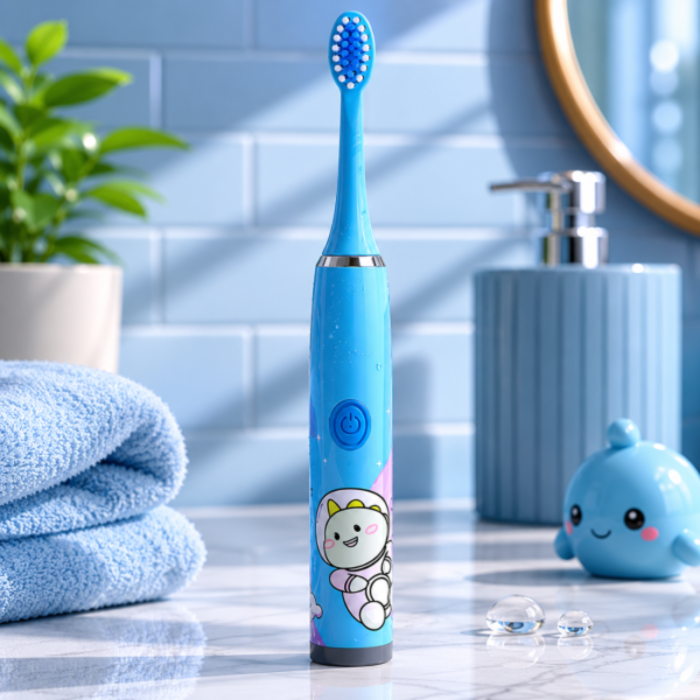 Periuta electrica sonica pentru copii VarioShop®, cu 12 capete de periere, 5 moduri, temporizator, incarcare USB, IPX6, 32.000 vibratii/minut, albastru [15]