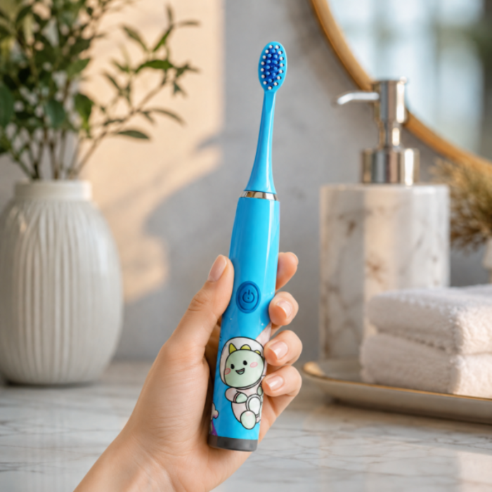 Periuta electrica sonica pentru copii VarioShop®, cu 12 capete de periere, 5 moduri, temporizator, incarcare USB, IPX6, 32.000 vibratii/minut, albastru [10]
