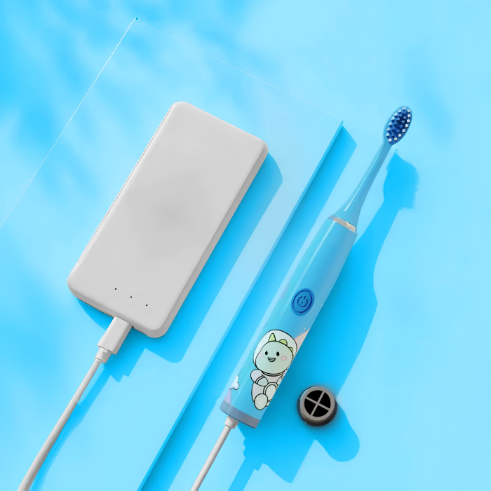 Periuta electrica sonica pentru copii VarioShop®, cu 12 capete de periere, 5 moduri, temporizator, incarcare USB, IPX6, 32.000 vibratii/minut, albastru [9]