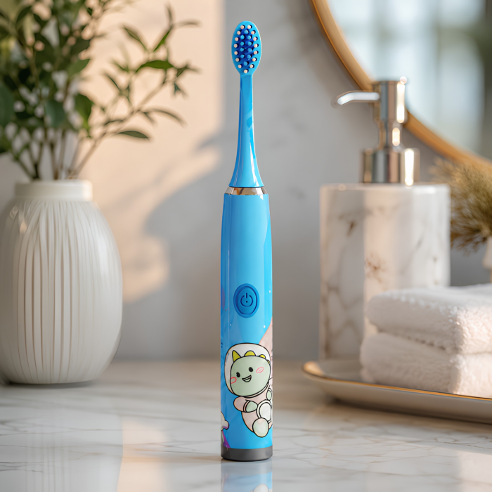 Periuta electrica sonica pentru copii VarioShop®, cu 12 capete de periere, 5 moduri, temporizator, incarcare USB, IPX6, 32.000 vibratii/minut, albastru [7]