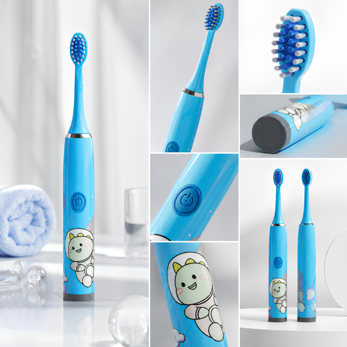 Periuta electrica sonica pentru copii VarioShop®, cu 12 capete de periere, 5 moduri, temporizator, incarcare USB, IPX6, 32.000 vibratii/minut, albastru [14]