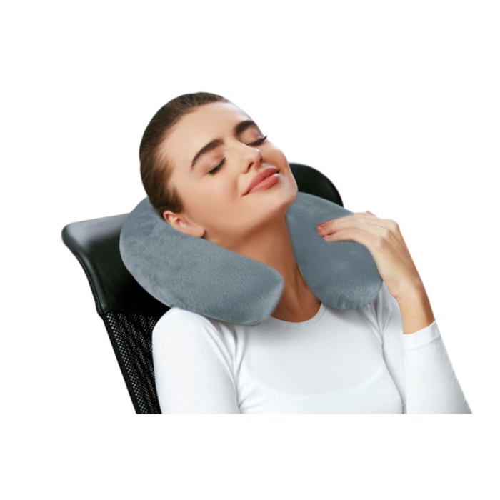 Perna de calatorie VarioShop®, din spuma cu memorie 40D, sustine gatul si coloana, husa detasabila, 28.5x28x8.5 cm, gri [6]