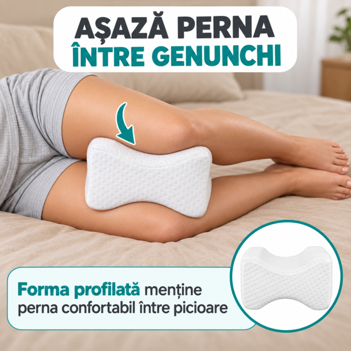 Perna ergonomica pentru genunchi VarioShop®, amelioreaza durerile de coloana si sold, spuma poliuretanica, husa lavabila, 25 × 21 × 15 cm, alba [3]