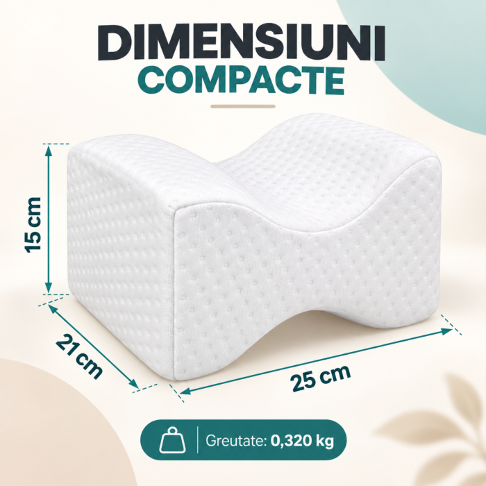 Perna ergonomica pentru genunchi VarioShop®, amelioreaza durerile de coloana si sold, spuma poliuretanica, husa lavabila, 25 × 21 × 15 cm, alba [4]