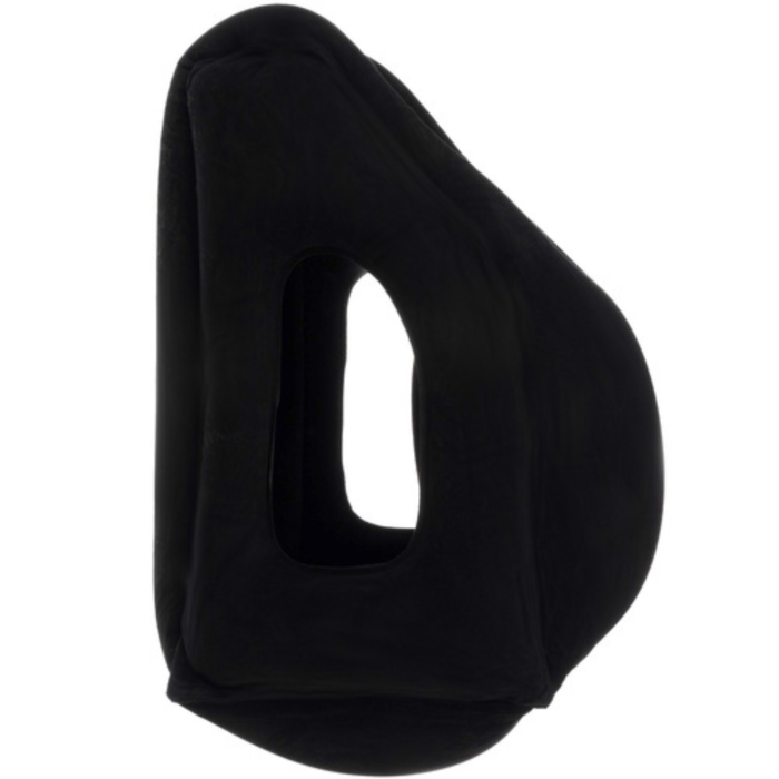 Perna gonflabila de calatorie VarioShop®, ergonomica, suport cap si umeri, pentru avion, masina, tren si autobuz, cu decupaj fata si orificii pentru brate, neagra, 50x35x25 cm [8]
