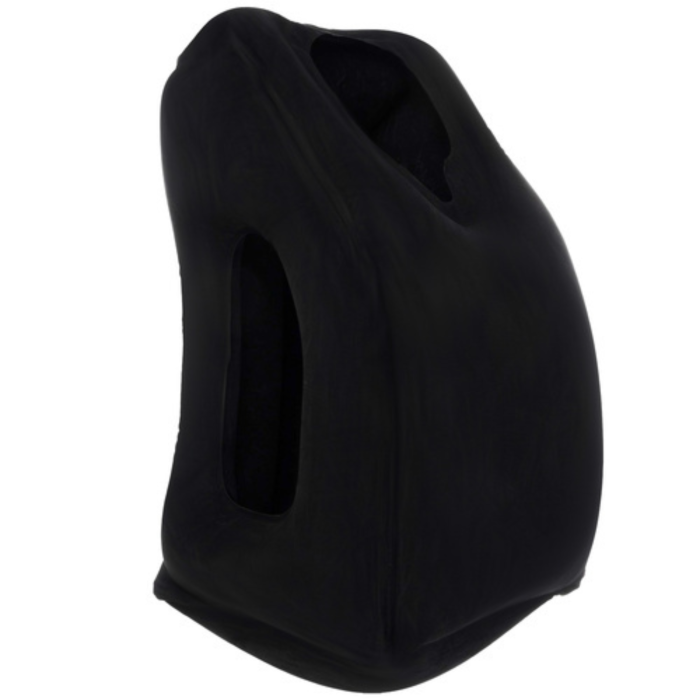 Perna gonflabila de calatorie VarioShop®, ergonomica, suport cap si umeri, pentru avion, masina, tren si autobuz, cu decupaj fata si orificii pentru brate, neagra, 50x35x25 cm [7]
