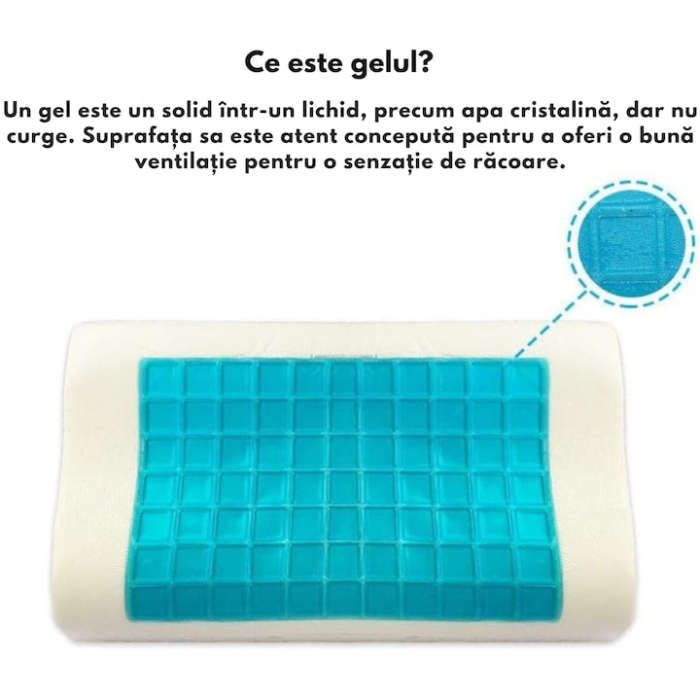 Perna ortopedică VarioShop, spumă cu memorie și gel răcoritor, susținere cervicală, alb, 54x34x10cm [3]