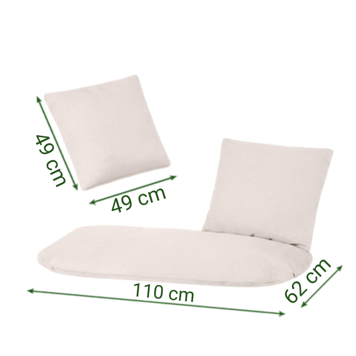 Perna pentru leagan tip cuib de barza VarioShop®, set 3 piese pentru 2 persoane, perna sezut si 2 perne spatar, umplutura groasa 12 cm, lavabila, crem, 110x62 cm [3]