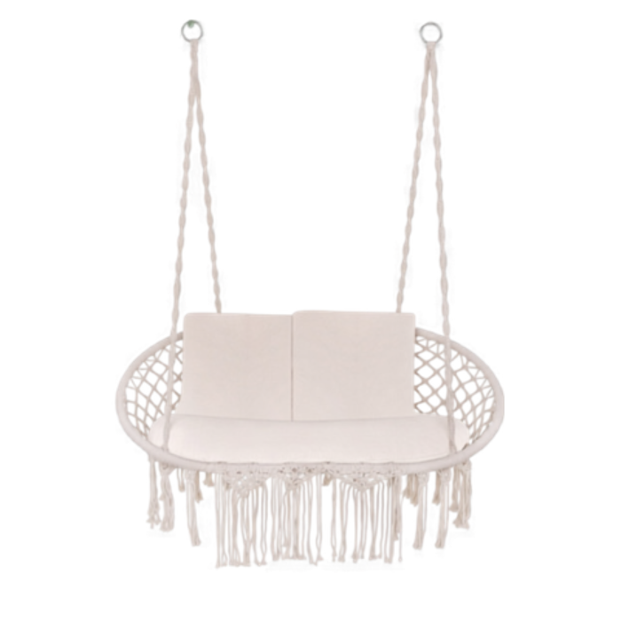 Perna pentru leagan tip cuib de barza VarioShop®, set 3 piese pentru 2 persoane, perna sezut si 2 perne spatar, umplutura groasa 12 cm, lavabila, crem, 110x62 cm [8]