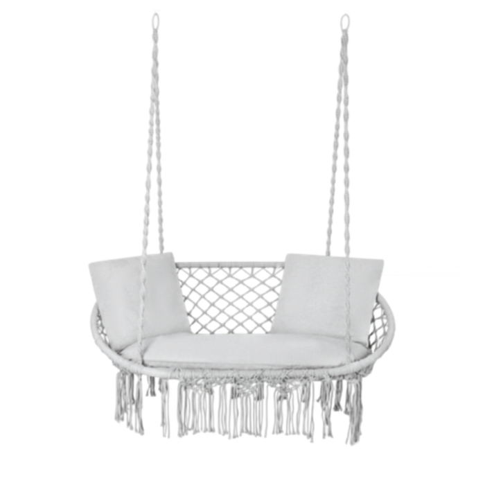 Perna pentru leagan tip cuib de barza VarioShop®, set 3 piese pentru 2 persoane, perna sezut si 2 perne spatar, umplutura groasa 12 cm, lavabila, gri, 110x62 cm [2]