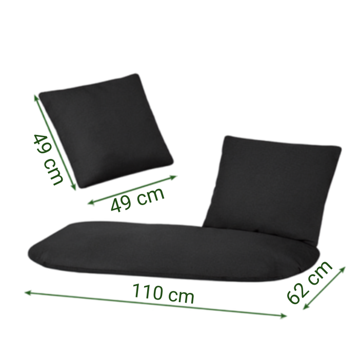 Perna pentru leagan tip cuib de barza VarioShop®, set 3 piese pentru 2 persoane, perna sezut si 2 perne spatar, umplutura groasa 12 cm, lavabila, neagra, 110x62 cm [3]