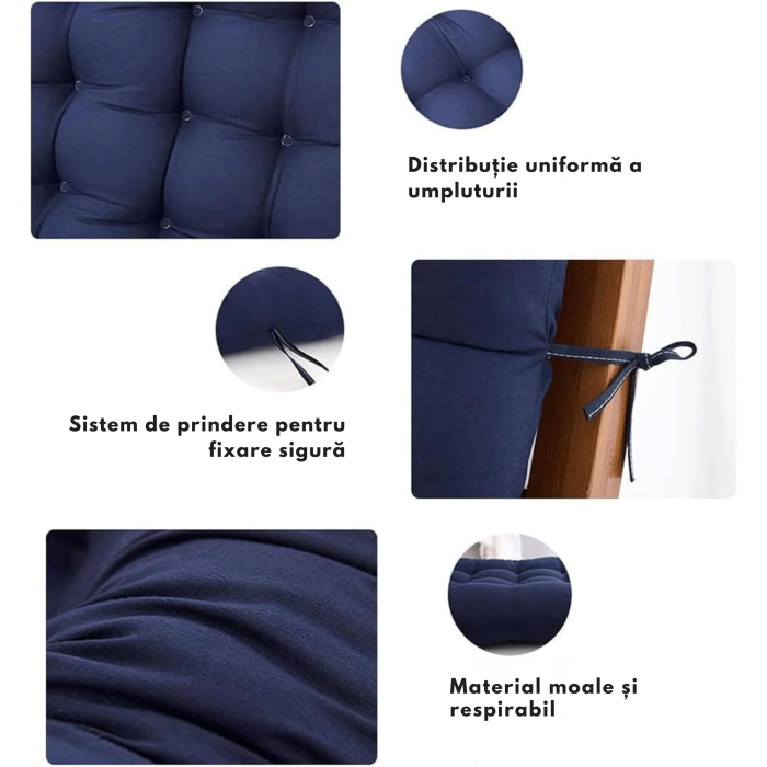 Perna pentru sezlong de gradina VarioShop®, prindere cu siret, buzunar superior, material rezistent la murdarie, 160x50x4 cm, albastru [2]