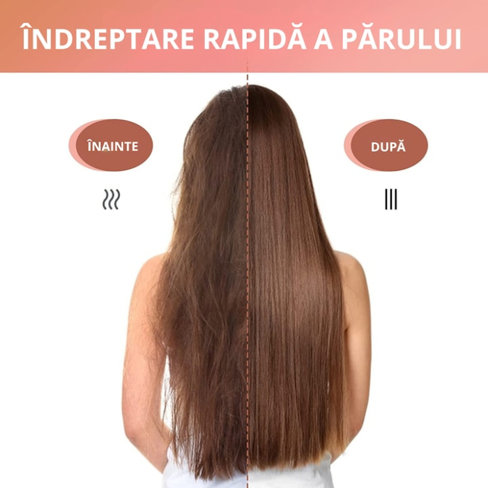 Pieptene pentru indreptat parul VarioShop®, 5 niveluri de temperatura, indicator LED, incalzire PTC, anti-ardere, coafare rapida, usor de folosit, 35 W, Rosu [5]