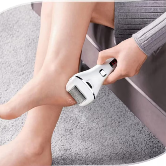 Pila electrica pentru picioare pentru calcaie crapate si piele uscata, rezistent la apa, baterie durabila, ecran LCD, Incarcare USB, Set cu accesorii incluse, 2000rpm, Alb [2]