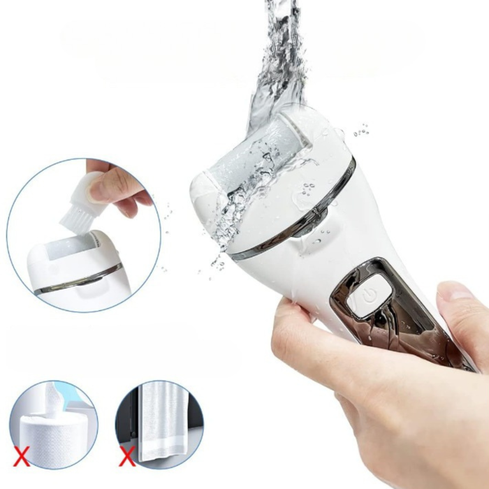 Pila electrica pentru picioare pentru calcaie crapate si piele uscata, rezistent la apa, baterie durabila, ecran LCD, Incarcare USB, Set cu accesorii incluse, 2000rpm, Alb [4]