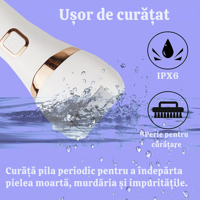 Pila Electrica VarioShop® Pentru Ingrijirea Calcaielor si Talpilor, Afisaj LCD 3 Capete Diferite, Reincarcabila, Fara fir, Rezistenta la Apa, Culoare Alb [7]