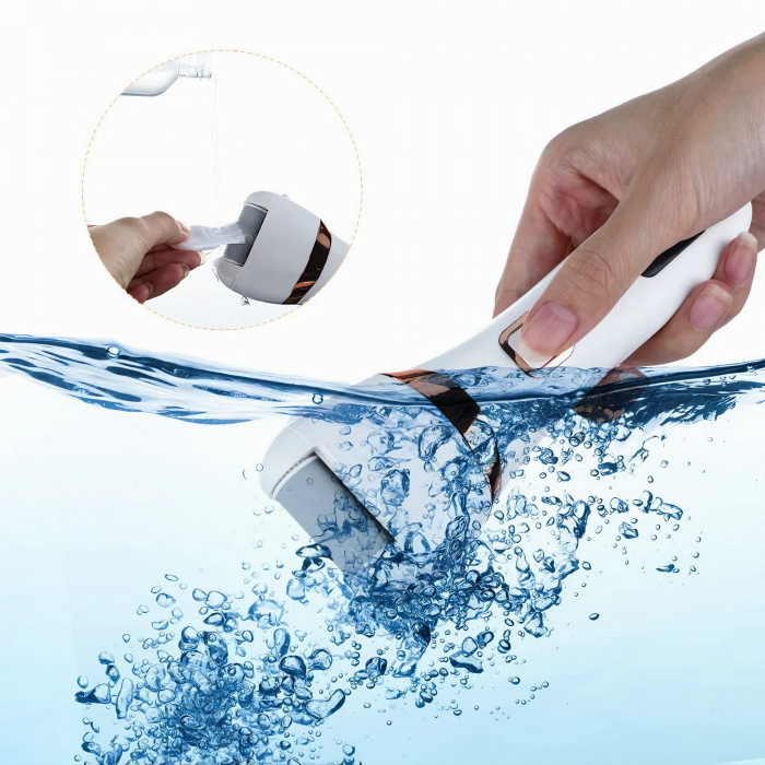 Pila Electrica VarioShop® Pentru Ingrijirea Calcaielor si Talpilor, Afisaj LCD 3 Capete Diferite, Reincarcabila, Fara fir, Rezistenta la Apa, Culoare Alb [15]